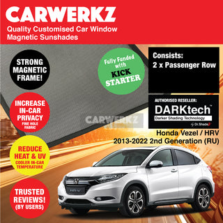 Dr Shadez DARKtech Honda Vezel HRV Petrol Hybrid 2013-2022 2nd Generation (RU) Japan SUV Customised Window Magnetic Sunshades