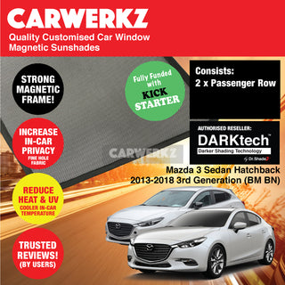 Dr Shadez DARKtech Mazda 3 Axela Sedan Hatchback 2013-2018 3rd Generation (BM BN) Japan Automotive Customised Window Magnetic Sunshades - CarWerkz.com