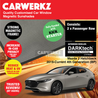 Dr Shadez DARKtech Mazda 3 Hatchback 2019-Current 4th Generation (BP) Japan Hatchback Customised Car Window Magnetic Sunshades - CarWerkz.com