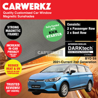 Dr Shadez DARKtech BYD E6/M6 2021-Current 2nd Generation China Electric Stationwagon Customised Window Magnetic Sunshades - CarWerkz.com