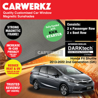 Dr Shadez DARKtech Honda Fit Shuttle 2015-2022 2nd Generation (GK) Japan Stationwagon Customised Window Magnetic Sunshades - CarWerkz.com