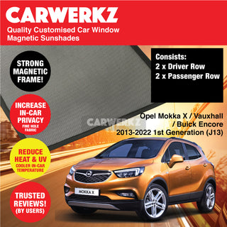 Customised Window Magnetic Sunshades for Opel Mokka X Vauxhall Buick Encore 2013-2022 1st Generation (J13) Germany SUV