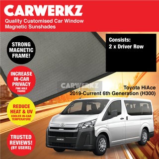 Customised Window Magnetic Sunshades for Toyota HiAce 2019-Current 6th Generation (H300) Japan Commercial Van