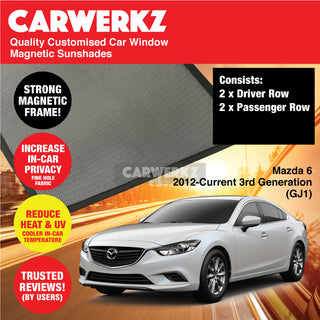 Customised Window Magnetic Sunshades for Mazda 6 Atenza 2012-Current 3rd Generation (GJ1) Japan Sedan