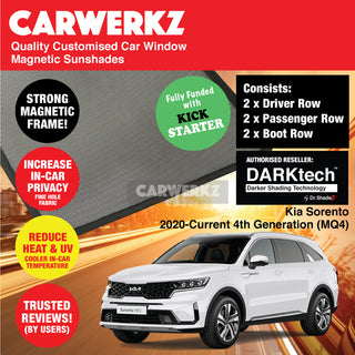 Dr Shadez DARKtech Kia Sorento 2020-Current 4th Generation (MQ4) Korea SUV Customised Window Magnetic Sunshades