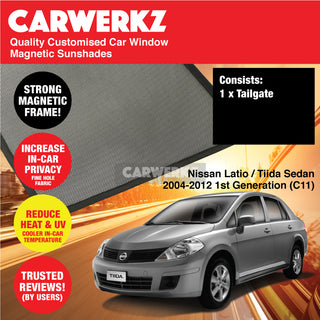 Customised Window Magnetic Sunshades for Nissan Latio Tiida 2004-2012 1st Generation (C11) Japan Sedan - CarWerkz.com