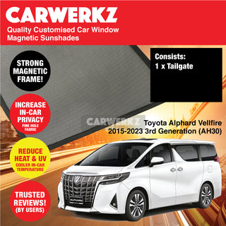 Customised Window Magnetic Sunshades for Toyota Alphard Vellfire 2015-2023 3rd Generation (AH30) Japan MPV