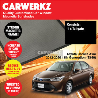 Customised Window Magnetic Sunshades for Toyota Corolla Axio 2012-2020 11th Generation (E160) Japan Sedan - CarWerkz.com