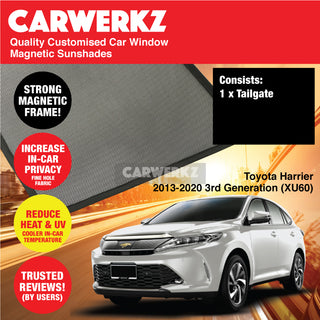 Customised Window Magnetic Sunshades for Toyota Harrier 2013-2020 3rd Generation (XU60) Japan SUV