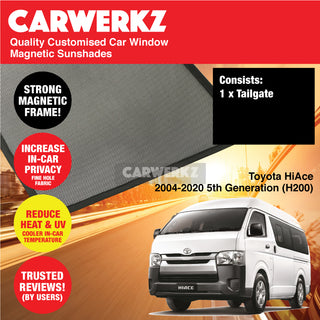 Customised Window Magnetic Sunshades for Toyota HiAce 2004-2020 5th Generation (H200) Japan Commercial Van - CarWerkz.com