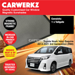 Customised Window Magnetic Sunshades for Toyota Noah Voxy Esquire 2014-2021 3rd Generation (R80) Japan Hybrid MPV - CarWerkz.com