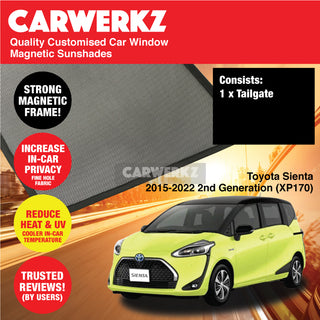 Customised Window Magnetic Sunshades for Toyota Sienta 2015-2022 2nd Generation (XP170) Japan Hybrid MPV - CarWerkz.com