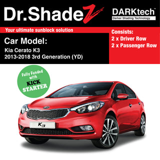 Dr Shadez DARKtech Kia Cerato K3 Sedan 2013-2018 2nd Generation (YD) Korea Sedan Customised Window Magnetic Sunshades