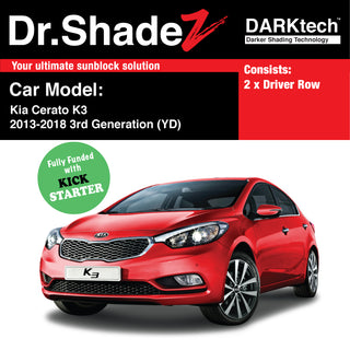 Dr Shadez DARKtech Kia Cerato K3 Sedan 2013-2018 2nd Generation (YD) Korea Sedan Customised Window Magnetic Sunshades