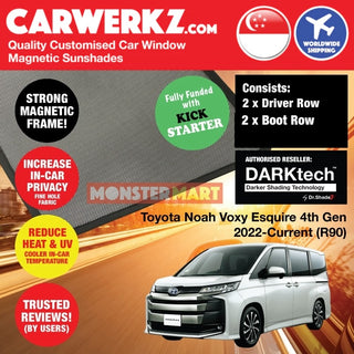 Toyota Noah Voxy Esquire Suzuki Landy 2020-Current 4th Generation (R90) Japan MPV Customised Window Magnetic Sunshades 4 Pieces (Driver+ Boot Side)