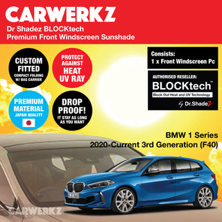 Dr Shadez BLOCKtech Premium Front Windscreen Foldable Sunshade for BMW 1 Series 2019-2024 3rd Generation (F40) Germany Hatchback
