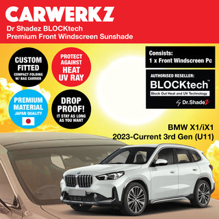 Dr Shadez BLOCKtech Premium Front Windscreen Foldable Sunshade for BMW X1 iX1 SUV 2023-Current 3rd Generation (U11)
