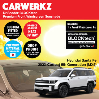 Dr Shadez BLOCKtech Premium Front Windscreen Foldable Sunshade for Hyundai Santa Fe 2023-Current 5th Generation (MX5)