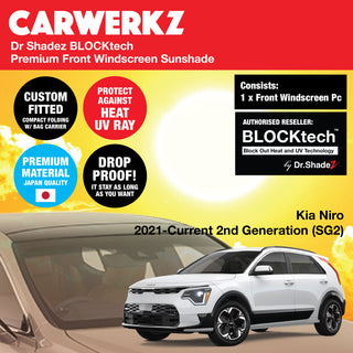 Dr Shadez BLOCKtech Premium Front Windscreen Foldable Sunshade for Kia Niro 2021-Current 2nd Generation (SG2)