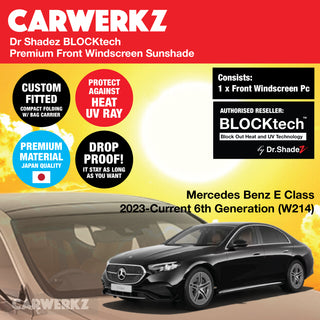 Dr Shadez BLOCKtech Premium Front Windscreen Foldable Sunshade for Mercedes Benz E Class 2023-Current 6th Generation (W214) Germany Luxury Sedan