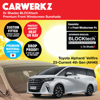 Dr Shadez BLOCKtech Premium Front Windscreen Foldable Sunshade for Toyota Alphard Vellfire 2023-Current 4th Generation (AH40)