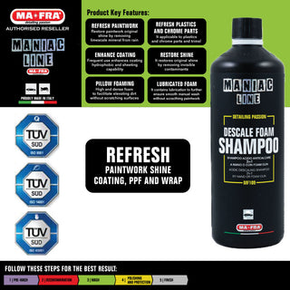 Maniac Line Descale Shampoo 1L (High pillow foam with limescale removing technology)