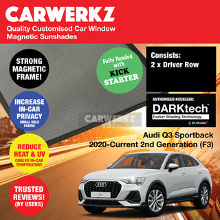 Dr Shadez DARKtech Audi Q3 Sportback 2020-Current 2nd Generation (F3) Customised German Luxury Compact Crossover Window Magnetic Sunshades