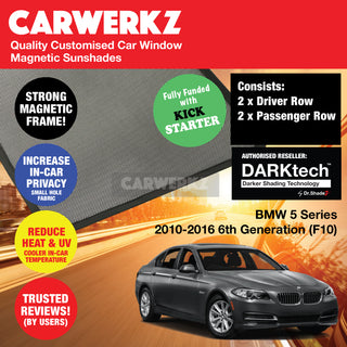 Dr Shadez DARKtech BMW 5 series 2010-2016 6th Generation (F10) Germany Sedan Customised Window Magnetic Sunshades