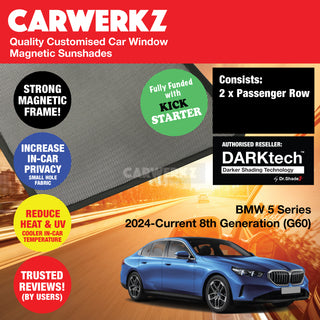 PREORDER-Dr Shadez DARKtech BMW 5 Series 2024-Current 8th Generation (G60) Customised Luxury Germany Sedan Window Magnetic Sunshades Side Windows - CarWerkz.com