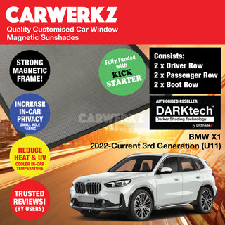 Dr Shadez DARKtech BMW X1 2022-Current 3rd Generation (U11) Germany SUV Customised Window Magnetic Sunshades