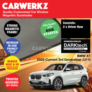 Dr Shadez DARKtech BMW X1 2022-Current 3rd Generation (U11) Germany SUV Customised Window Magnetic Sunshades