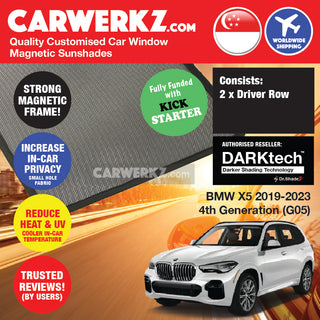 Dr Shadez DARKtech BMW X5 2019-Current 4th Generation (G05) Germany SUV Customised Window Magnetic Sunshades 6 Pieces (Driver + Passenger + Boot Side)