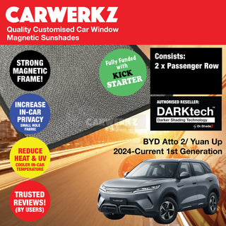 Dr Shadez DARKtech BYD ATTO 2 Yuan Up 2024-Current 1st Generation All-Electric Subcompact Crossover SUV Window Magnetic Sunshades
