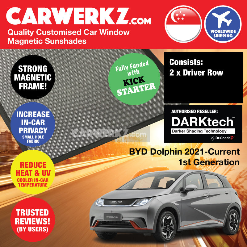 Dr Shadez DARKtech BYD Dolphin 2021-Current China Electric Sedan Customised Window Magnetic Sunshades