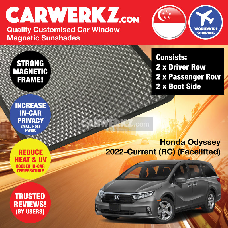 Honda Odyssey 2022-Current 5th Generation (RC) Facelifted Japan MPV Customised Car Window Magnetic Sunshades