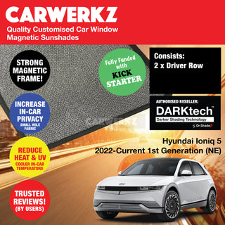 Dr Shadez DARKtech Hyundai Ioniq 5 2022-Current 1st Generation (NE) South Korea Hatchback Customised Magnetic Sunshades