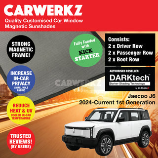 Dr Shadez DARKtech Jaecoo J6 2024-Current 1st Generation China EV Customised Car Window Magnetic Sunshades - CarWerkz.com