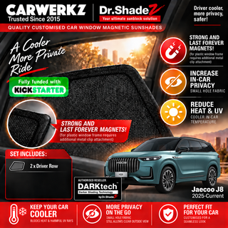 Dr Shadez DARKtech Jaecoo J8 2023-Current China Electric SUV Customised Car Window Magnetic Sunshades