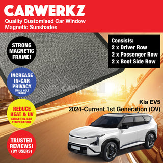 Customised Window Magnetic Sunshades for Kia EV5 2024-Current 1st Generation (OV) Korean Electric SUV