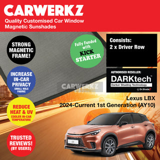 Dr Shadez DARKtech Lexus LBX Series 2024-Current 1st Generation (AY10) Japan Luxury Crossover SUV Customised Magnetic Sunshades
