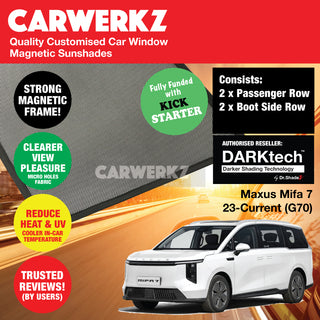 DARKtech Maxus Mifa 7 2023-Current 1st Generation (G70) Customised China Large Luxury MPV Window Magnetic Sunshades 2 Pieces (Driver) - CarWerkz.com
