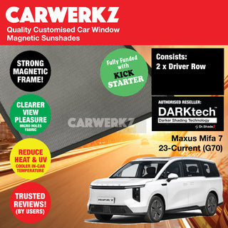 DARKtech Maxus Mifa 7 2023-Current 1st Generation (G70) Customised China Large Luxury MPV Window Magnetic Sunshades 2 Pieces (Driver)