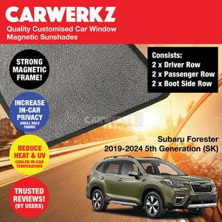 Customised Window Magnetic Sunshades for Subaru Forester 2018-2024 5th Generation (SK) Japan SUV - CarWerkz.com