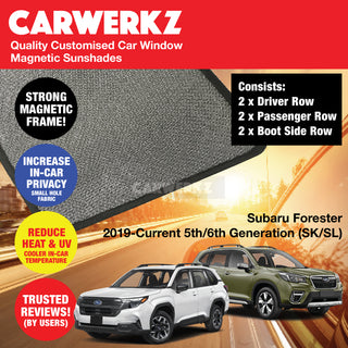 Customised Window Magnetic Sunshades for Subaru Forester 2018-Current 5th 6th Generation (SK SL) Japan SUV