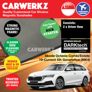 Dr Shadez DARKtech Skoda Octavia Combi / Estate 2019-Current 4th Generation (MK4) Czech Republic Customised Window Magnetic Sunshades 6 pieces (Driver + Passenger + Boot Side) - CarWerkz.com