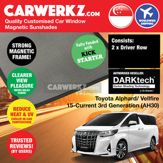 Dr Shadez DARKtech Toyota Alphard Vellfire 2015-2023 3rd Generation (AH30) Japan MPV Customised Window Magnetic Sunshades