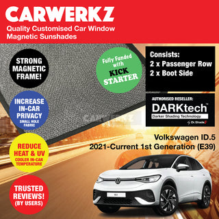 Dr Shadez DARKtech Volkswagen ID5 2021-Current 1st Generation (E39) Germany Electric SUV Customised Car Window Magnetic Sunshades - CarWerkz.com