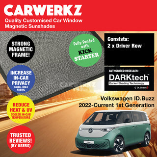 Dr Shadez DARKtech Volkswagen ID Buzz 2022-Current 1st Generation Germany Electric Minivan Customised Car Window Magnetic Sunshades - CarWerkz.com