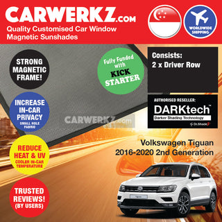 Dr Shadez DARKtech Volkswagen Tiguan 2016-Current 2nd Generation (AD/BW) Germany SUV Customised Car Window Magnetic Sunshades