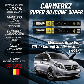 Carwerkz Silicone Wipers for Mercedes Benz Vito 2014-Current 3rd Generation W447